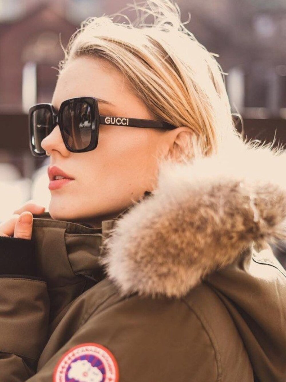 Gucci GG0418S 001 Sunglasses Black Square Frame, Grey Gradient Lenses